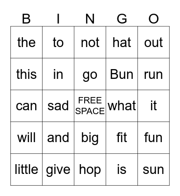 A Hat to Fit Bun Bingo Card