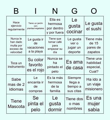 Mujeres Bingo Card