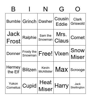 HOLIDAY Bingo Card