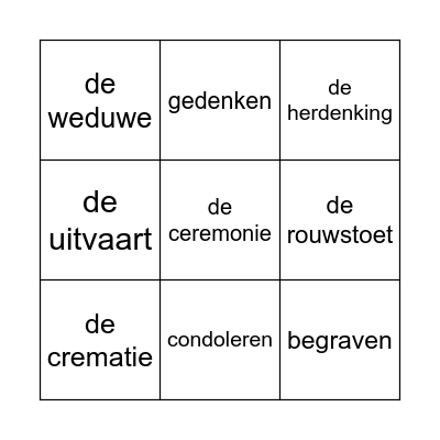 Woordenschat 701 familie en vrienden Bingo Card
