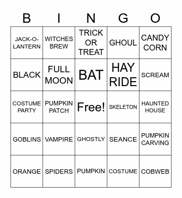 Halloween Bingo Card