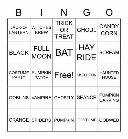 Halloween Bingo Card