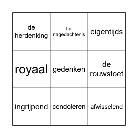 Woordenschat 701 en 715 Bingo Card