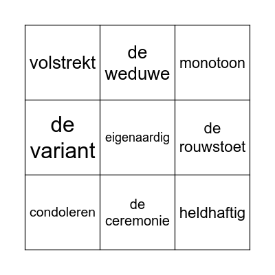 Woordenschat 701 en 715 Bingo Card