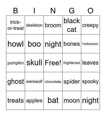 Halloween Bingo Card