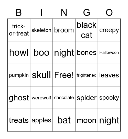 Halloween Bingo Card