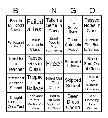 Senior Bingo (Never Have I...) Bingo Card
