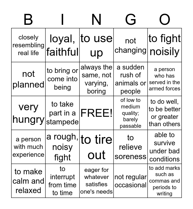 Book 6 Lesson 7 Bingo Card