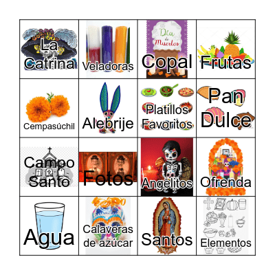 Lotería del Día de Muertos Bingo Card
