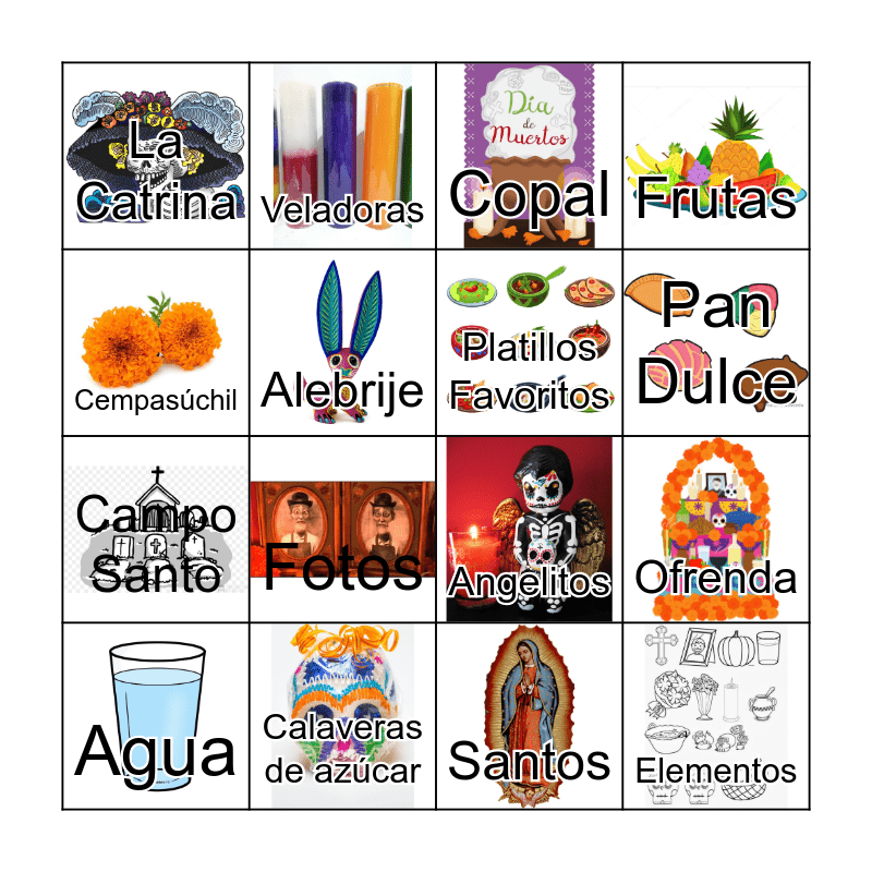 Lotería del Día de Muertos Bingo Card