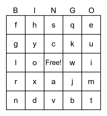 Alphabet Bingo Card