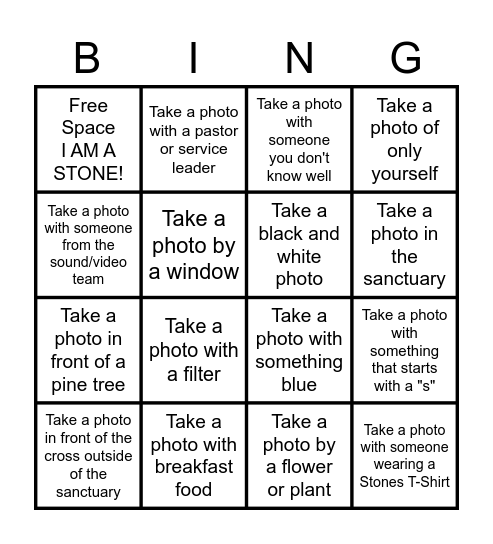 STONES PHOTO Bingo Card