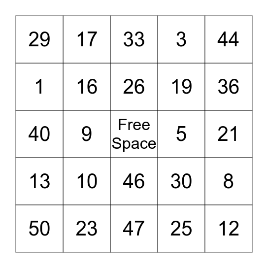 Bingo Card