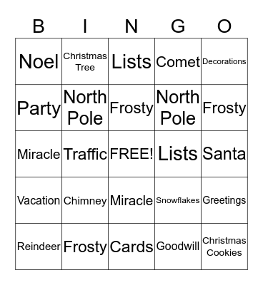 Christmas Bingo Card