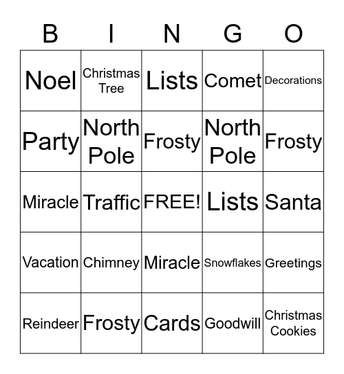 Christmas Bingo Card