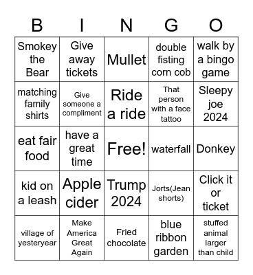 NC STATE FAIR 2021 Bingo Card