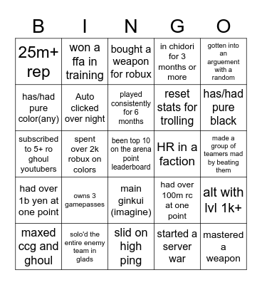 ro gooool Bingo Card