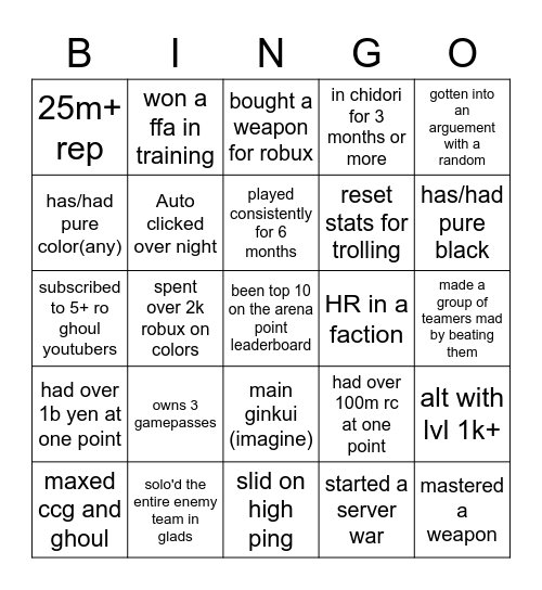 ro gooool Bingo Card