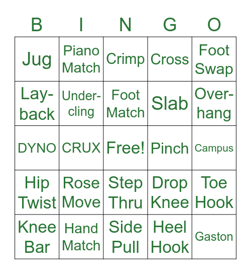 Technique Bingo Card
