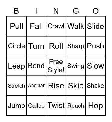 Dance Bingo! Bingo Card