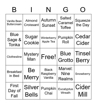 Scent Bingo Card