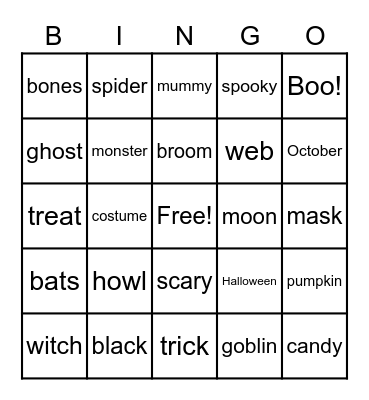 🎃 Halloween Bingo 🎃 Bingo Card