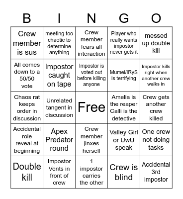 Full Holo EN among us Bingo Card