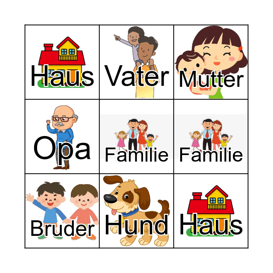 meine Familie Bingo Card