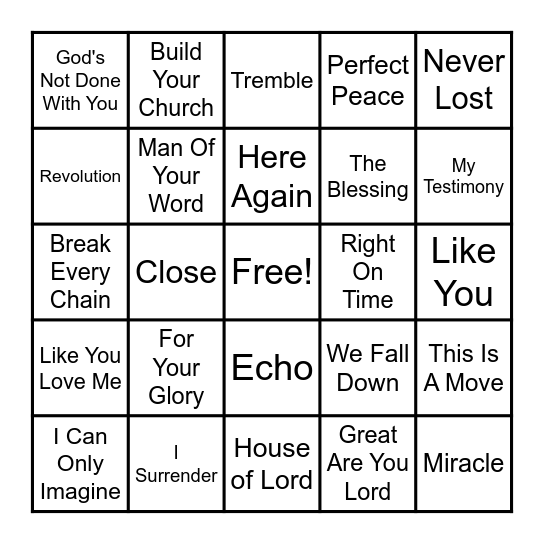 Uproar Musical Bingo Card