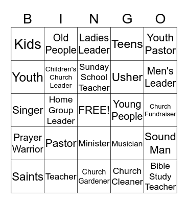 The Body of Christ - Roles in the Church  Bingo Card