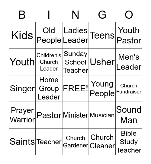 The Body of Christ - Roles in the Church  Bingo Card