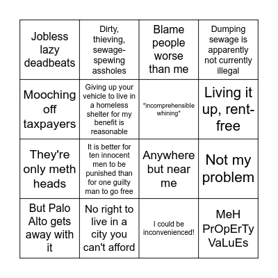 Conservative RVpocalypse Bingo Card