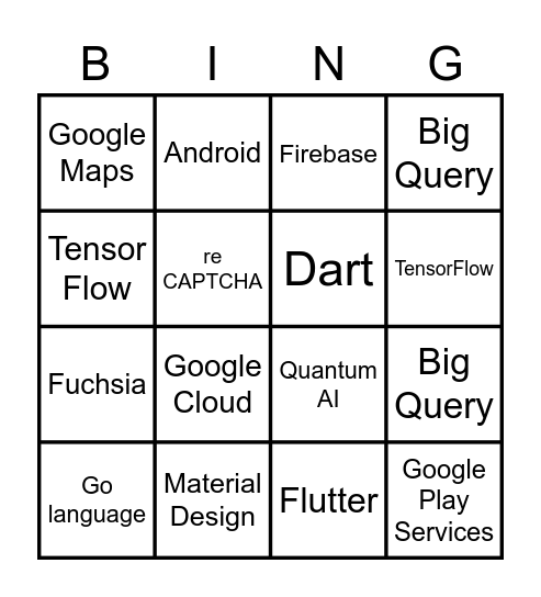 Google Developer Student Club Bingo Card