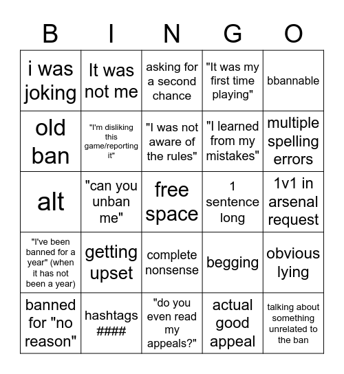 Whimsical Ban appeals bingo! Bingo Card