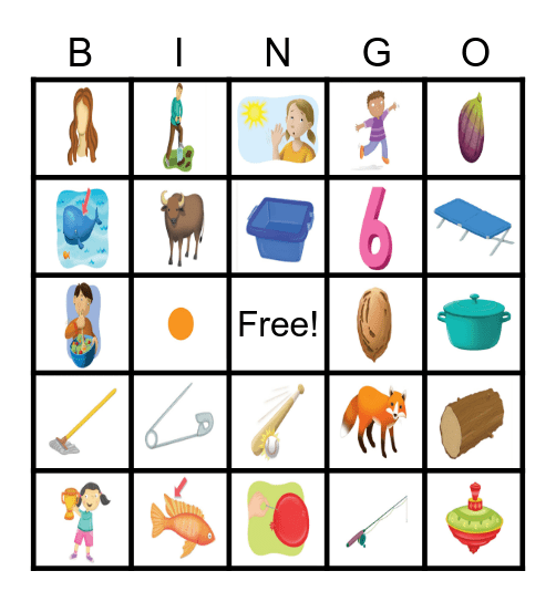 SHORT I and SHORT O Bingo Card