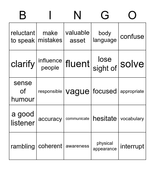 ML Upper Unit 1 Bingo Card