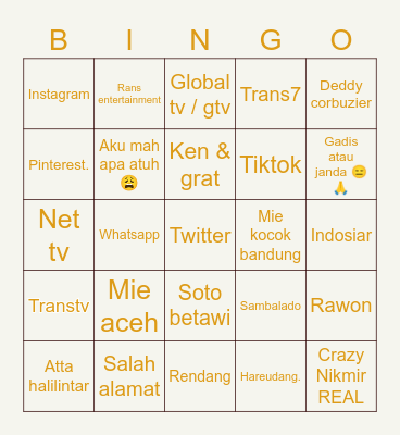 Bingonya Toby Bingo Card