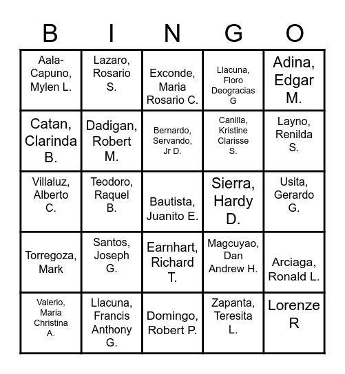 Math Prof Department Bingo Card