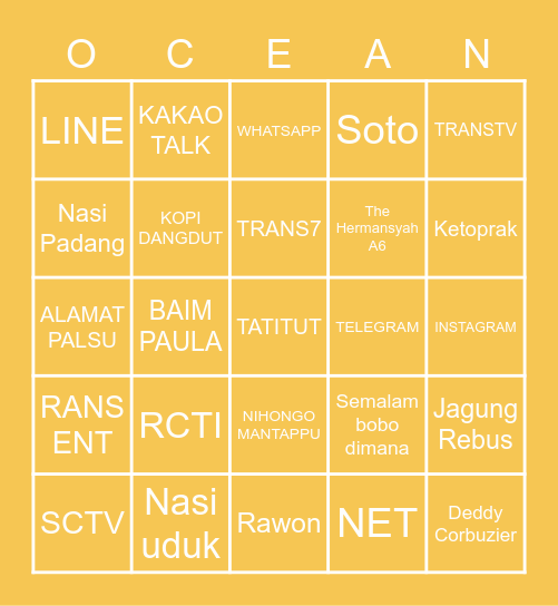 Punya Nino Bingo Card