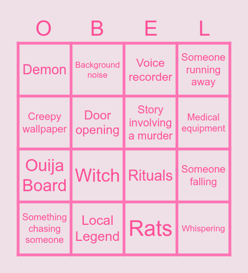 Obel's Ghost Hunt Bingo Card