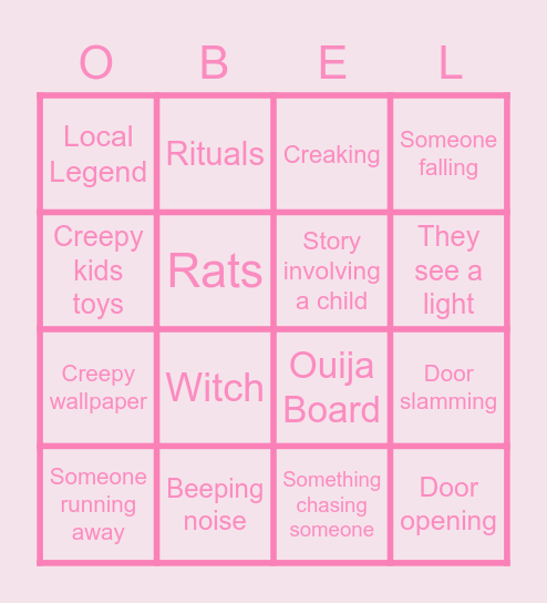 Obel's Ghost Hunt Bingo Card