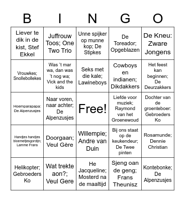Carnavalsmuziek BINGO! Bingo Card