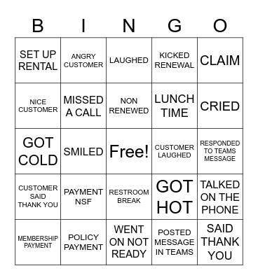 SATURDAY TEST Bingo Card