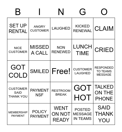 SATURDAY TEST Bingo Card