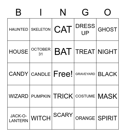 HALLOWEEN Bingo Card