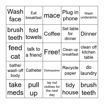 Morning Routine Bingo Card