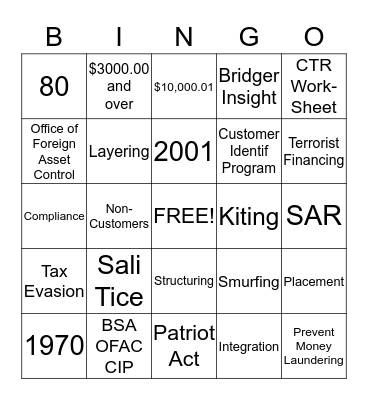 BSA Bingo Card