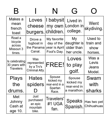 Guess Who Bingo Card