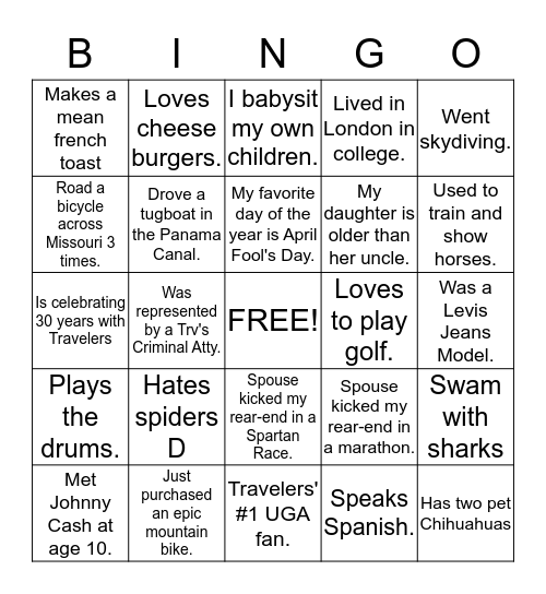 Guess Who Bingo Card