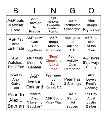Pearl's Bridal Shower 10.23.2021 Bingo Card